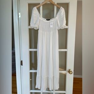 Gibson Ivory Crinkle Dot Maxi Dress